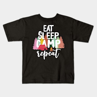 Eat sleep camp repeat Kids T-Shirt